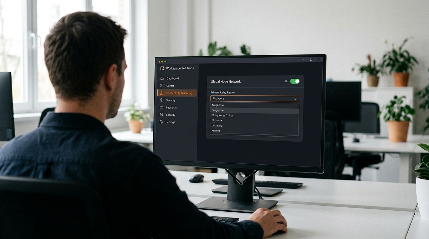 东南亚跨境远控选 ToDesk 全球节点设置指南 6 ToDesk全球节点设置界面手动指定中转区域步骤